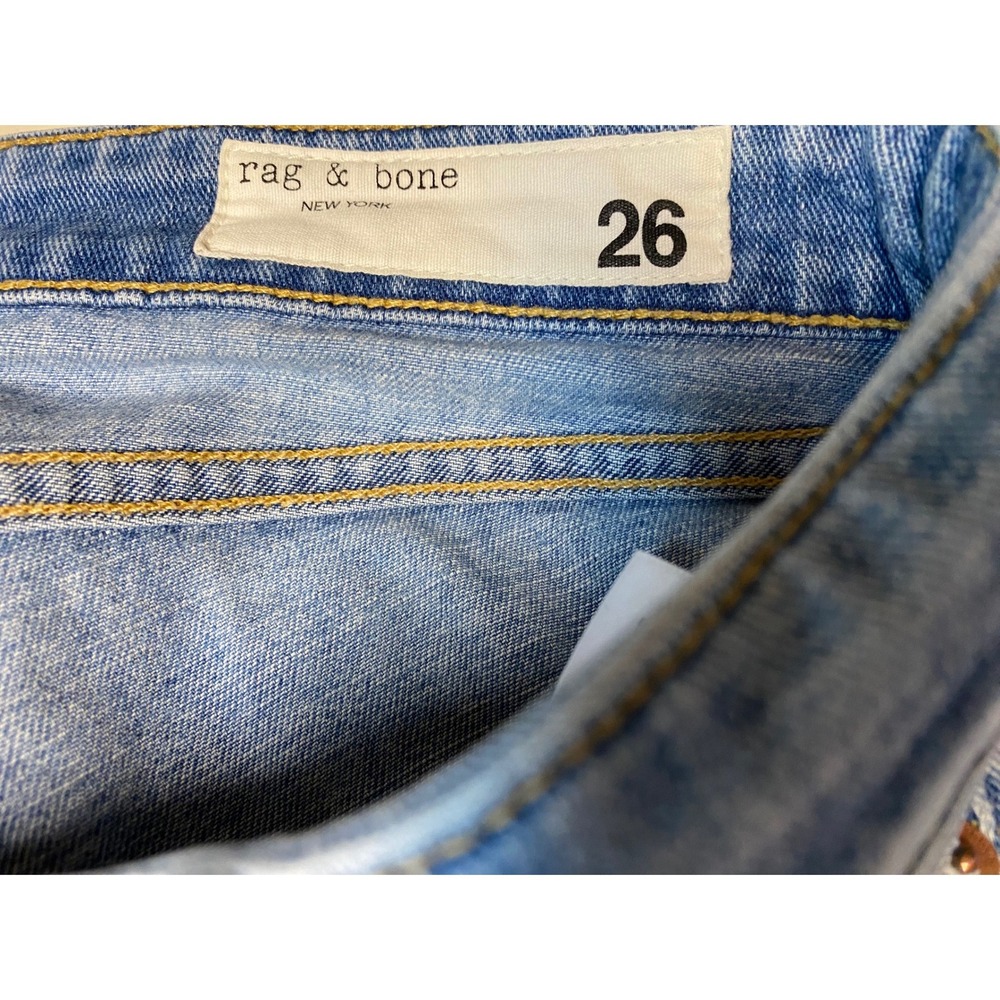 Rag & Bone Dre Low-Rise Slim Boyfriend Jeans Alyssa Distressed Light Wash 26 - Picture 4 of 12